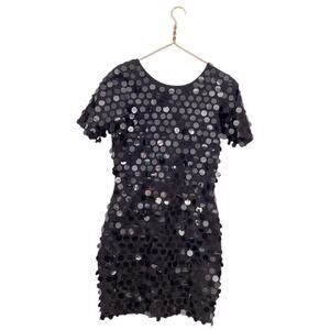 VTG 90s Andrea Jovine Black Sequins Short Body Con Evening Dress Size S